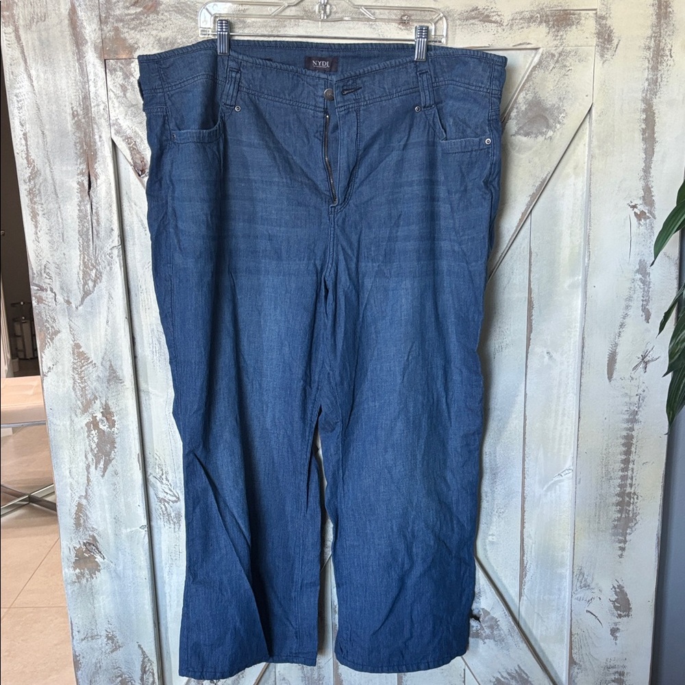 NYDJ Theresa Relaxed Fit wide leg Jeans in Mission Blue